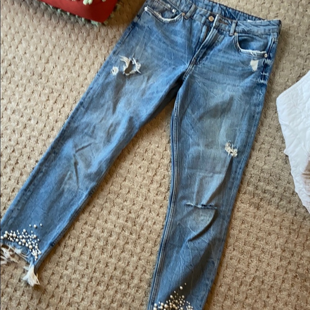 Zara girlfriend embellished jeans